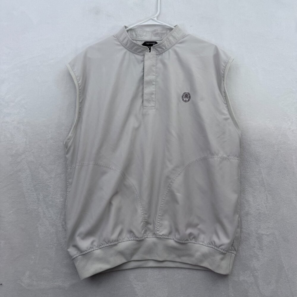 Zero Restriction Vest Mens M Cream Windbreaker Golf Pullover Logo Embroidered